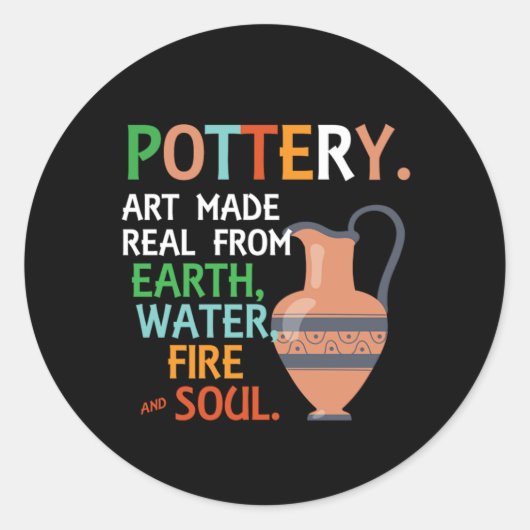 Sticker Rond Pottery Earth Water Potter Clay Hobby Artist Gift (Devant)