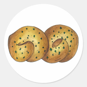 Sticker Rond Pouce d'ail Pain Roll Italien Cuisine alimentaire