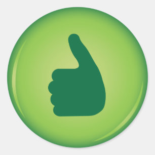 Sticker Rond Pouce vers le haut approbation verte