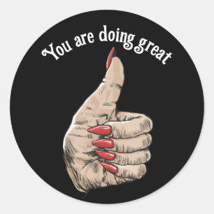 Sticker Rond pouce vers le haut avec de longs ongles rouges