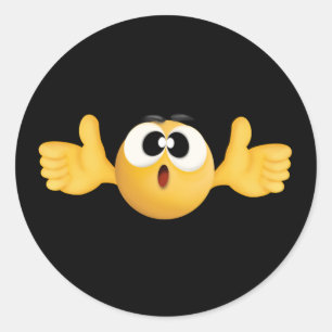 Sticker Rond pouce vers le haut émoji noir et blanc, arrière - 