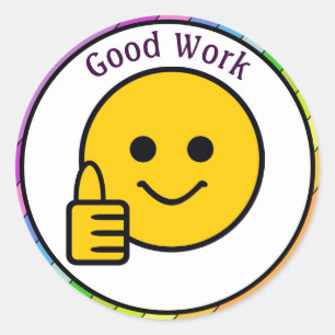 Sticker Rond Pouce vers le haut Face bon travail