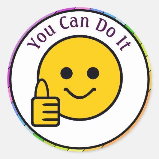 Sticker Rond Pouce Vers Le Haut Face Vous Pouvez Le Faire (Devant)