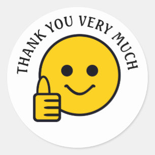Sticker Rond Pouce vers le haut Merci visage beaucoup