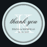 Sticker Rond Poudre bleu personnalisé merci mariage faveur<br><div class="desc">Faites de votre journée mémorable avec ce sceau autocollant élégant pour mariage. Ces étiquettes polyvalents sont parfaits pour personnaliser petits sacs à bonbons,  boîtes à menthe,  jarres à confiture,  boîtes et plus encore! Ils sont parfaits pour les fêtes de bricolage.</div>