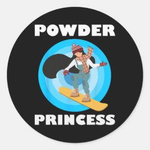 Sticker Rond Poudre de snowboard Princess Funny Snowboard Girls