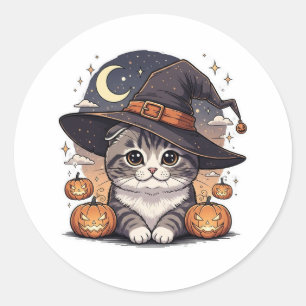 Sticker Rond Poulage de cuisine - Cute Scottish Pold Kitten Hal