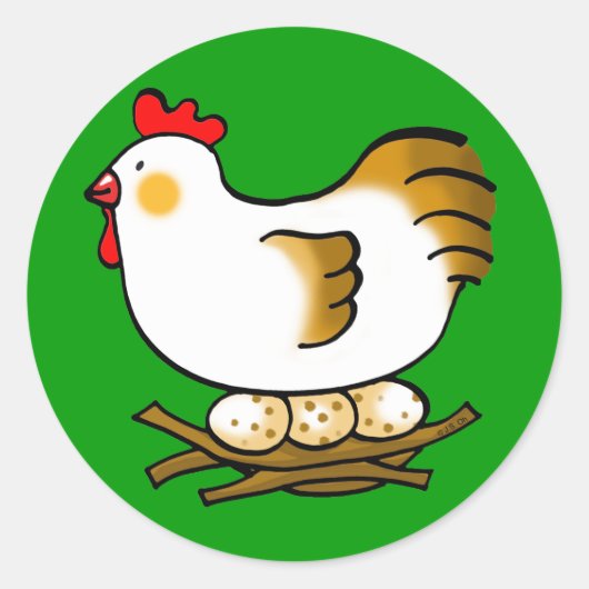 Sticker Rond poule et oeufs mignons (Devant)