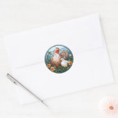 Sticker Rond Poule et poulette en verre doux (Enveloppe)