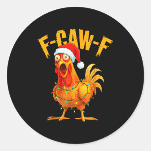 Sticker Rond Poule F-caw-f Poule F-caw-f Lumière de Noël Sant