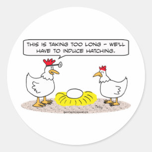 Sticker Rond poule médecin induit l'oeuf d'incubation