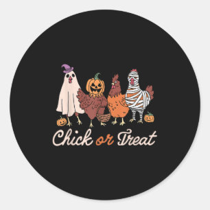 Sticker Rond Poule ou Friandise Sorcière Halloween Soky Poulet