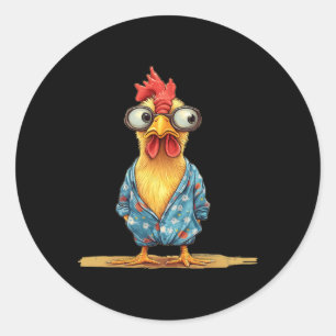 Sticker Rond Poules endormies se balançant dans des pyjamas con