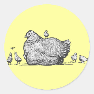 Sticker Rond Poules et poules