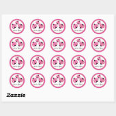 Sticker Rond Poules longues rose et citron vert (Feuille)