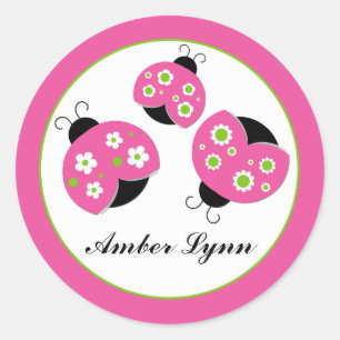 Sticker Rond Poules longues rose et citron vert