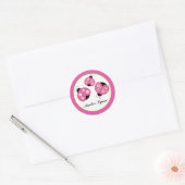 Sticker Rond Poules longues rose et citron vert (Enveloppe)