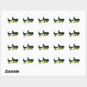Sticker Rond Poules Sumatra noires (Feuille)