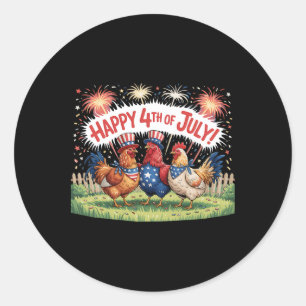 Sticker Rond Poulet 4 juillet Ferme Jour de l'Indépendance État