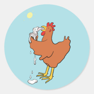 Sticker Rond Poulet à la crème glacée