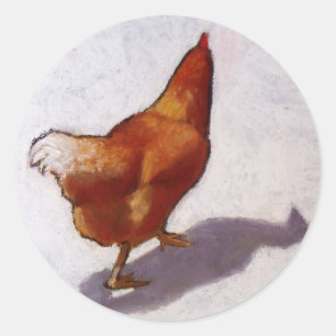 STICKER ROND POULET DANS LE PASTEL D'HUILE