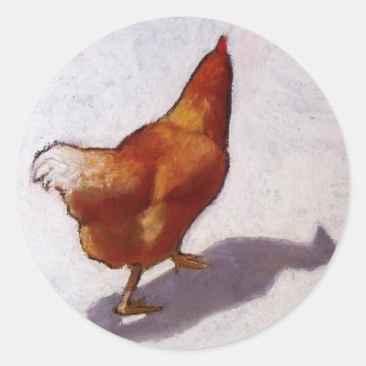 STICKER ROND POULET DANS LE PASTEL D'HUILE (Devant)
