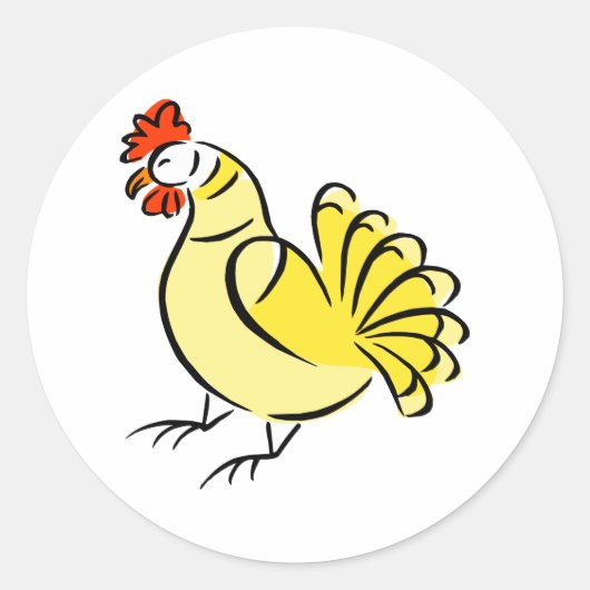 Sticker Rond Poulet de chasse (Devant)