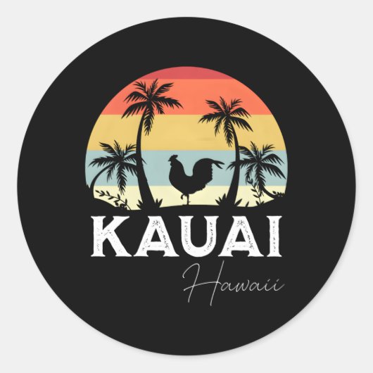 Sticker Rond Poulet de Kauai Hawaii (Devant)