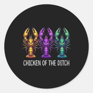 Sticker Rond Poulet De La Poêle - Mardi Gras Cajun Crawfish -