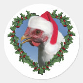 Sticker Rond Poulet de Noël * Rocher blanc Plymouth (Devant)