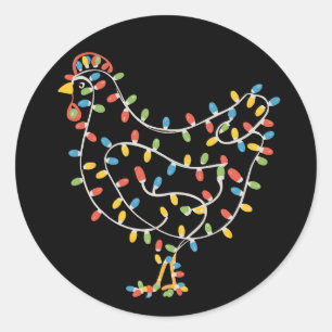 Sticker Rond Poulet drôle de Noël vacances agriculteur ferme