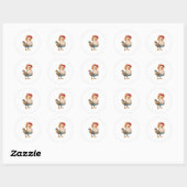 Sticker Rond Poulet en fermier avec Casquette (Feuille)