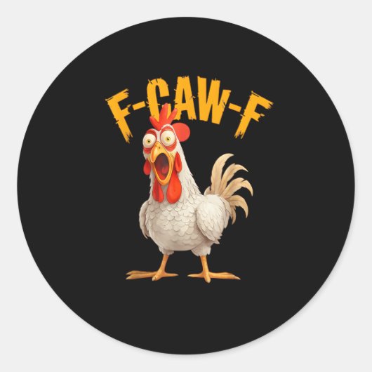 Sticker Rond Poulet F-Awk-F drôle F-Caw-F Coq Pun Rétro Vi (Devant)