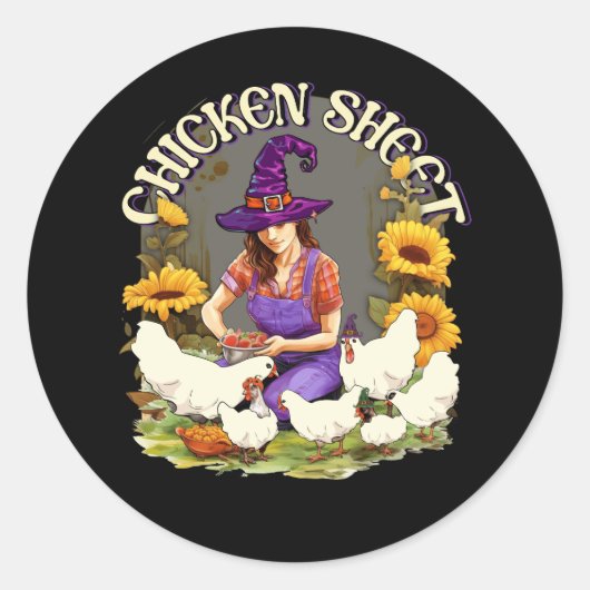 Sticker Rond Poulet Fantôme Halloween Fermier Animal Fermier W (Devant)