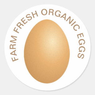 Sticker Rond Poulet frais d'oeuf de ferme