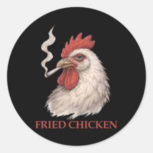 Sticker Rond Poulet Frit Stoner Drôle Weed 