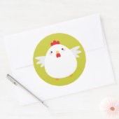 Sticker Rond Poulet Kawaii simple vert (Enveloppe)