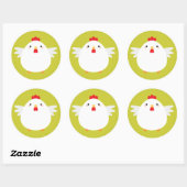 Sticker Rond Poulet Kawaii simple vert (Feuille)