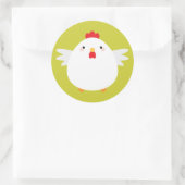 Sticker Rond Poulet Kawaii simple vert (Sac)