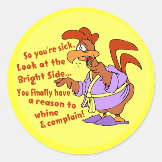 Sticker Rond Poulet malade (Devant)