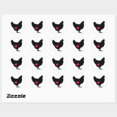 Sticker Rond Poulet mignon au coeur rose (Feuille)