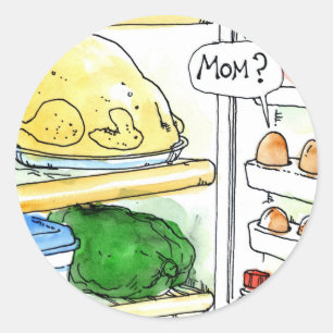 Sticker Rond Poulet Œuf Famille Drôle Réfrigérateur