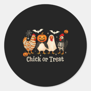 Sticker Rond Poulet ou friandise Costume de poulet drôle d'Hall