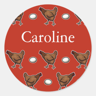 Sticker Rond Poulet ou Oeuf, Ajoutez votre nom