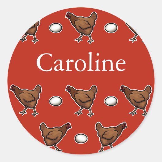 Sticker Rond Poulet ou Oeuf, Ajoutez votre nom (Devant)