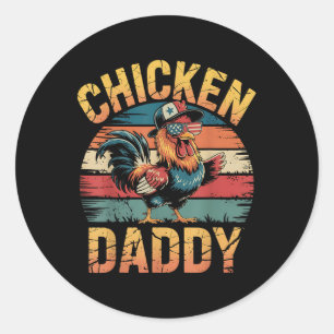 Sticker Rond Poulet Papa Farmer Drôle Pour Les Hommes