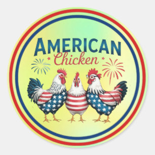 Sticker Rond Poulet patriotique américain du 4 juillet-62987