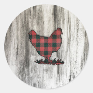 Sticker Rond Poulet Plaid Buffalo