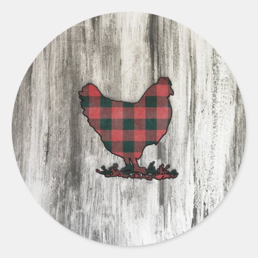 Sticker Rond Poulet Plaid Buffalo (Devant)