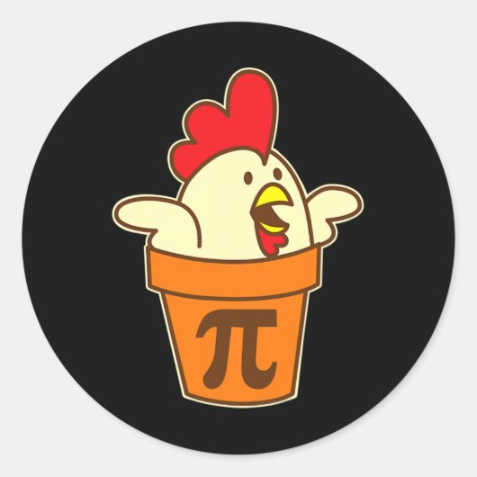 Sticker Rond Poulet Pot Pi Geek Pie Mathématiques Pun amusant (Devant)